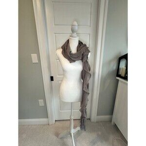 Ruffled Grey Chenille Knit Women's Grey Scarf Boho